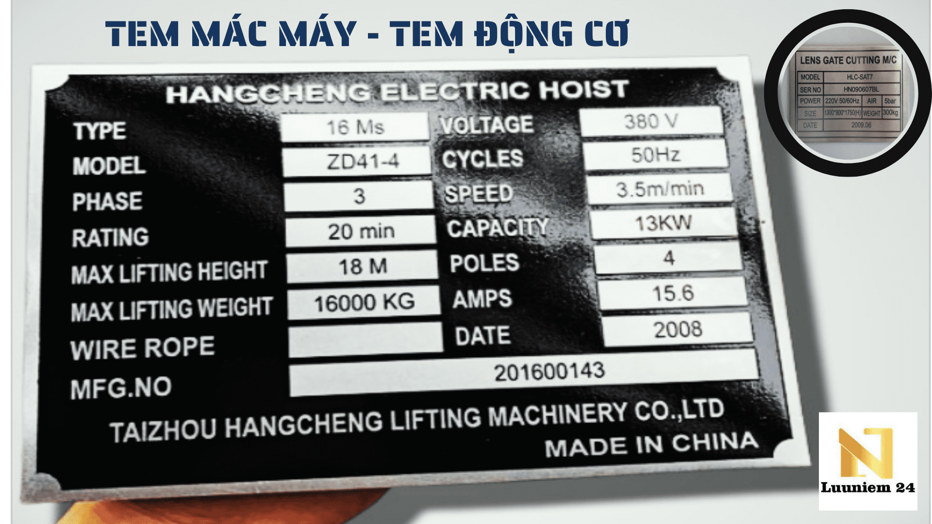 tem mác máy - tem động cơ